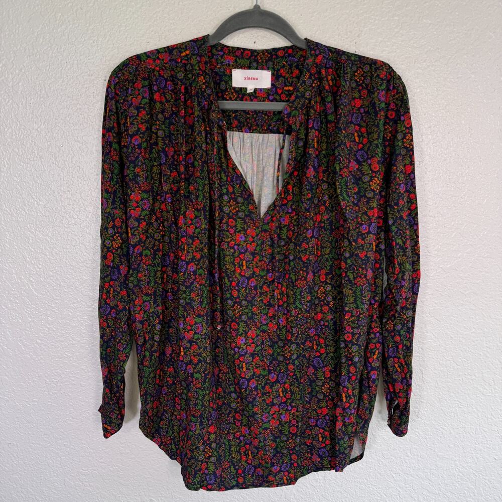 Xirena Ameli Top Womens XS Floral Garden Blouse Boho Oversize Cottage Core Rayon